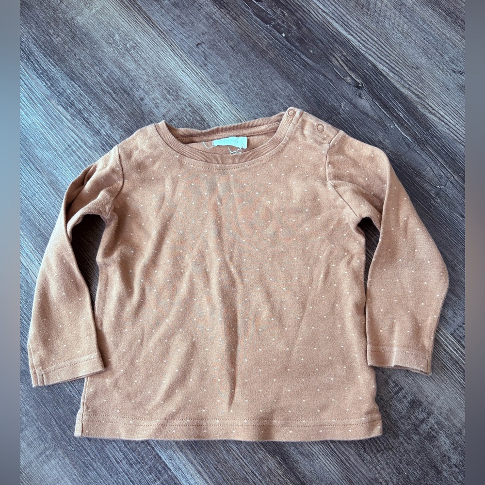 Jamie Kay brown with polka dot long sleeve top